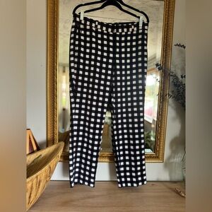 Banana Republic Navy and White Checkered Trousers